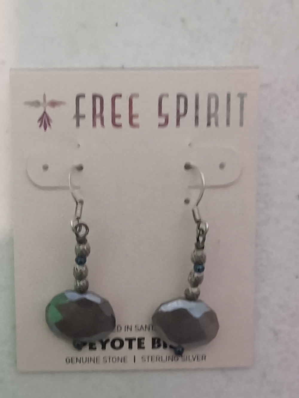 Silver Gray Faceted Stone Drop Earrings